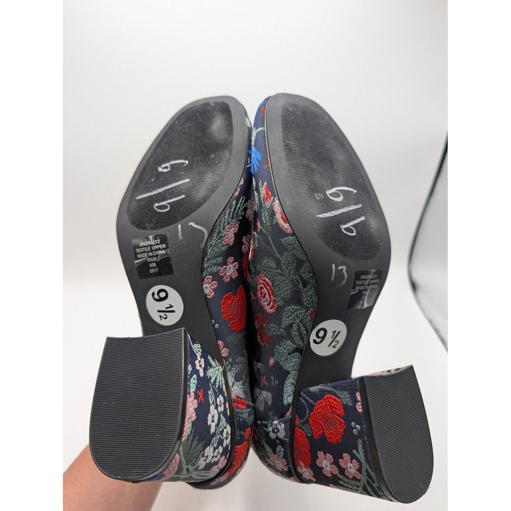 Indigo Rd Boots Womens 9.5 Blue Floral Embroidered Artsy Ankle Satin Victorian - Picture 6 of 9